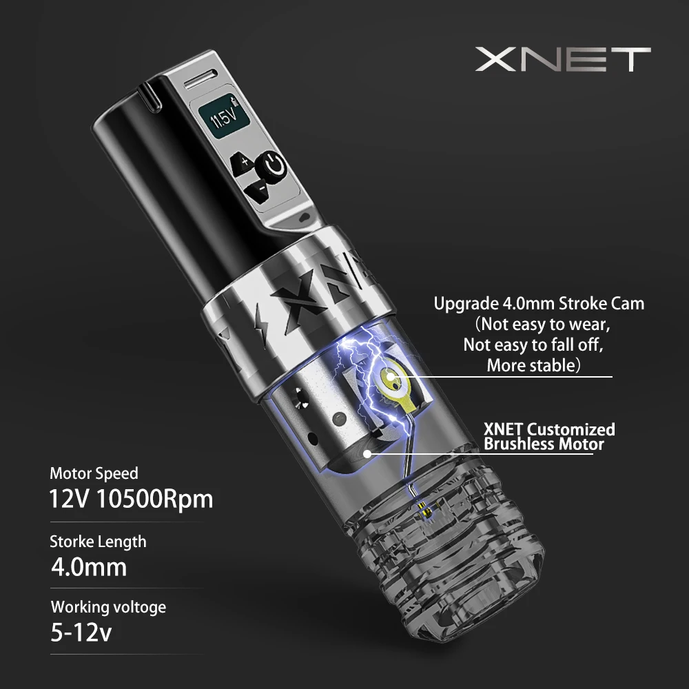 XNET Torch Professional Wireless Tattoo Machine Rotary Battery Pen Coreless  DC Motor 2400mAh for Permanent MakeUp Tattoo Artist