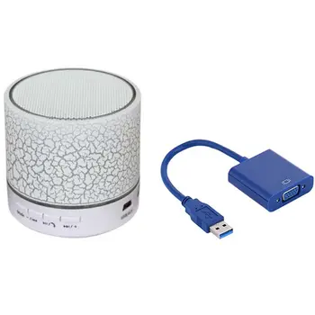 

A9 Bluetooth Speaker Wireless Speaker White with 1080P USB3.0 to VGA Video Ie Display External Adapter Video Cable