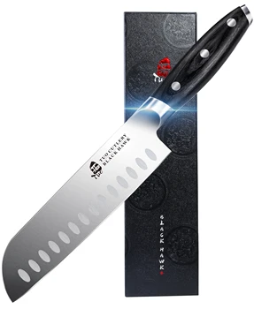 

TUO Santoku knife - Professional 7" Pro Chef Kitchen Knife - German Stainless Steel - Meat and Vegetable Knife with Pakkawood