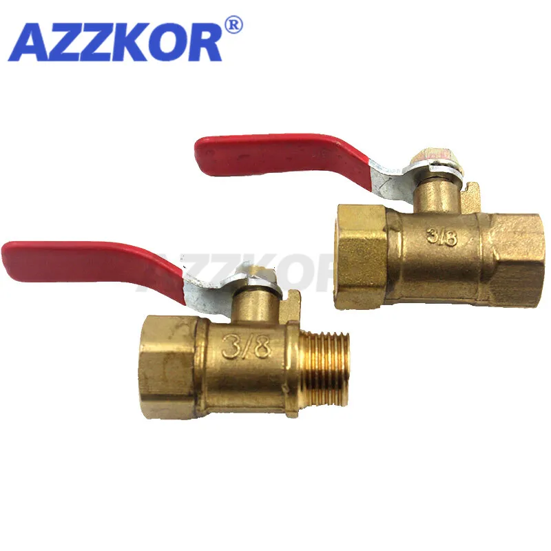 

1/4" PT 3/8" PT 1/2"PT Female/Male Threaded Red Lever Handle Brass Ball Valve Connector Pipe Fitting Coupler