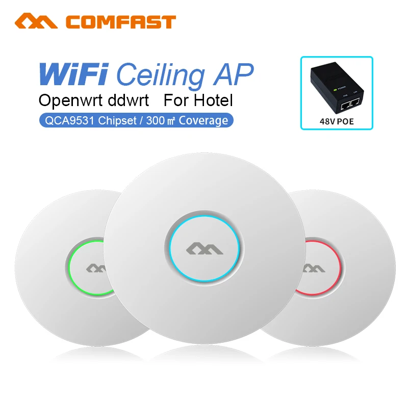 

COMFAST CF-E320V2 Indoor Wireless Router 300M Ceiling AP Openwrt WiFi Access Point AP 6dbi Antenna 48vpoe Wi fi Signal Amplifier