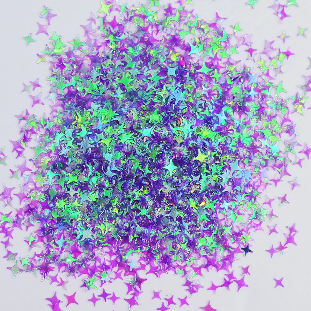 

50g Nail Fantasy Purple/Pink/Green/Golden SEQUINS GLITTER FOR Nails ART/DIY/Craft Pailette Spangles Four Stars Decorations Tf568