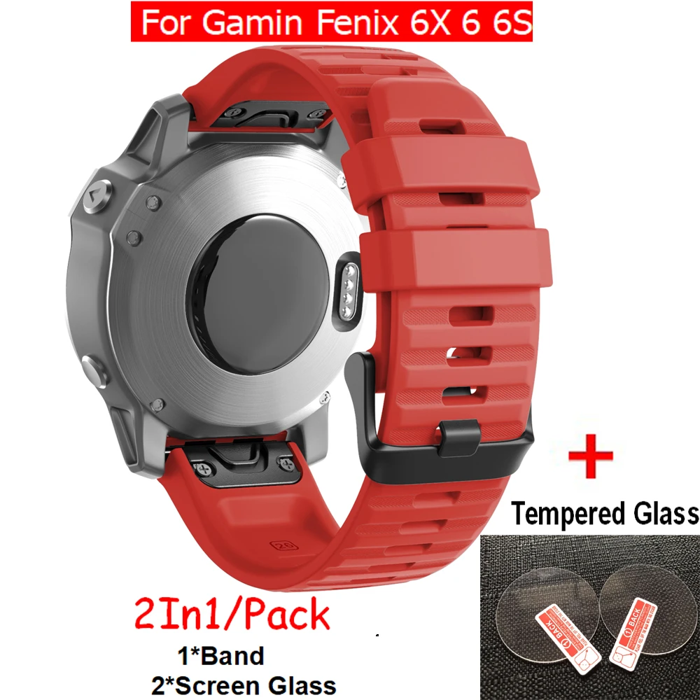 Силиконовые смарт-часы браслет ремешок для Gamin Fenix 6X 6 6S GPS часы экран закаленное