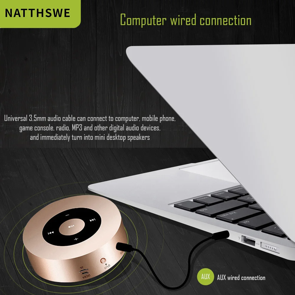 NATTHSWE светодиодный сенсорный дизайн портативные мини беспроводные Bluetooth колонки Поддержка Hands Free TF карта звук музыки с HD звуком