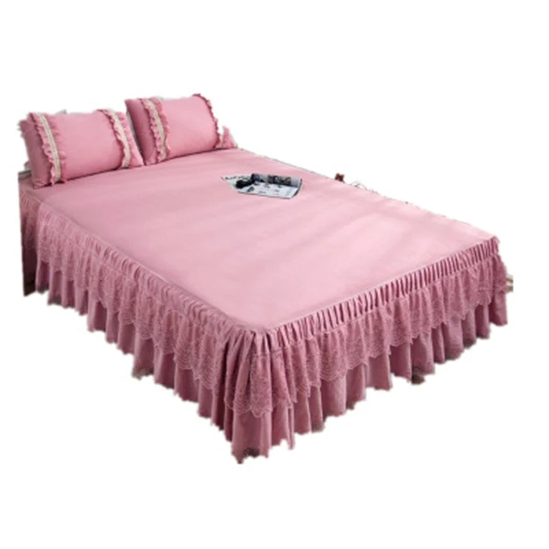 Bedding 1 piece set new lace bed cover fashion bed skirt thick sheets 2 pillowcase / double bed single bed dust ruffle 5 colors