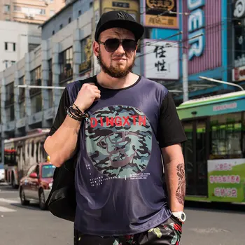 

Summer new street hip-hop plus size men's short-sleeved t-shirt men's loose casual