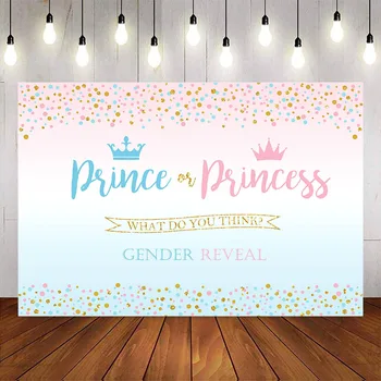 

Crown prince or princess gender reveal backdrop pink or blue baby shower party decoration boy or girl gender reveal supplies