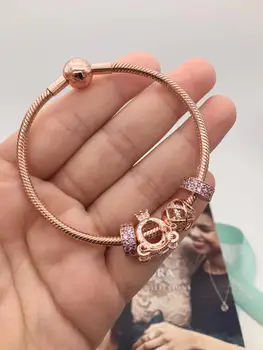 

High Quality 1:1 100%925 Sterling Silver Rose Crown Clasp Bracelet Free Shipping