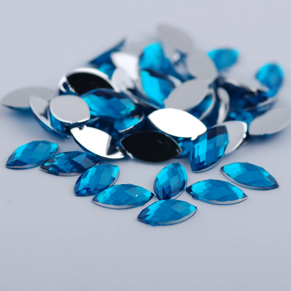 Blue 1000 шт./лот, 5x10 мм, акриловые стразы в форме глаз, кристаллы AB, плоская задняя сторона, стразы, клей на одежду, украшения, декоративные стразы - Цвет: Blue