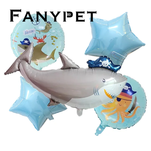 5pcs Pirates Shark Foil Balloons Boy Girl Birthday Party Decoration Set Kids  Toy Ocean Animal Theme Helium Balloon Baby Shower - Ballons & Accessories -  AliExpress