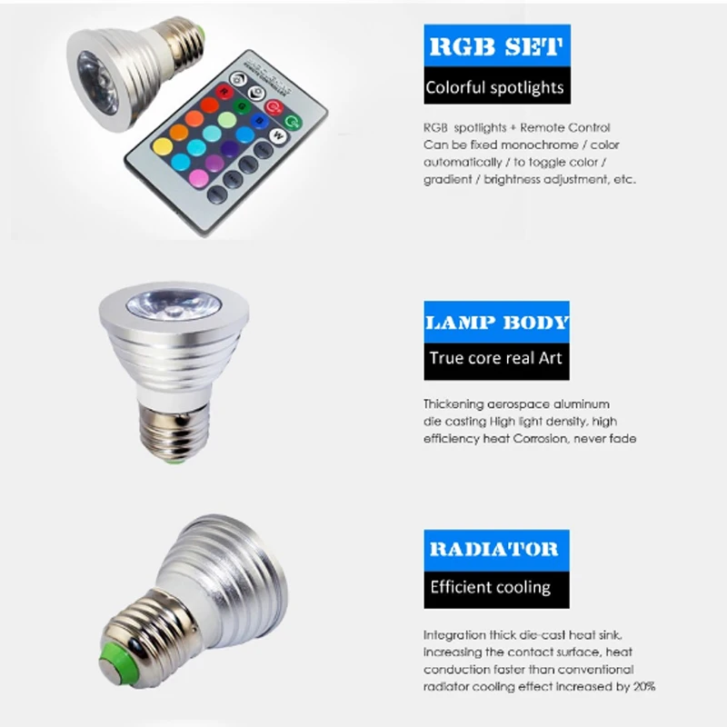 Светодиодный ночсветильник E27 85 265 в RGB 3 Вт GU10 GU5.3 MR16 12 В|Ночники| |