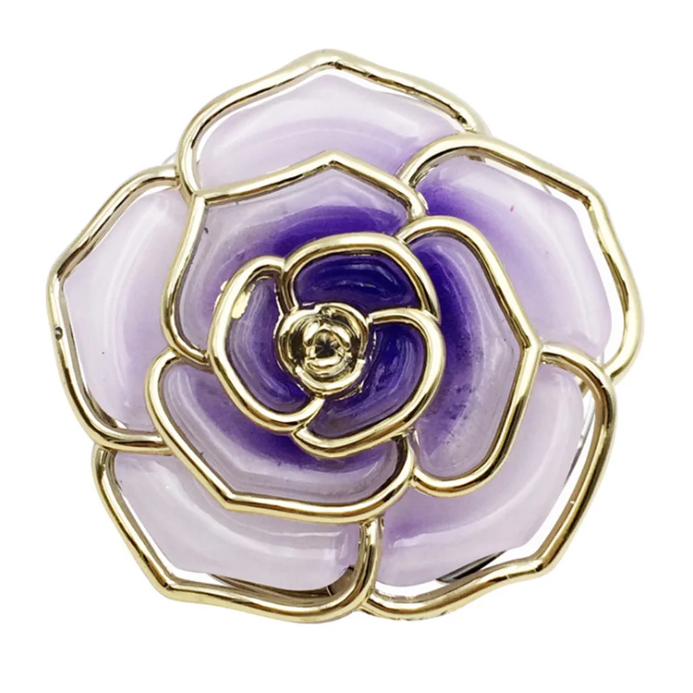 Folding Bag Hook Restaurant Alloy Mini Handbag Holder Hanger Round Portable Rose Shaped Cafe Purse Anti Slip Table - Цвет: White Purple