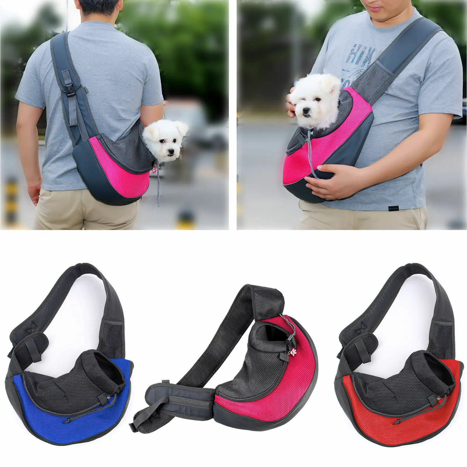 Pet Dog Cat Puppy Carrier Mesh Comfort Tote Shoulder Travel Bag Sling Backpack 