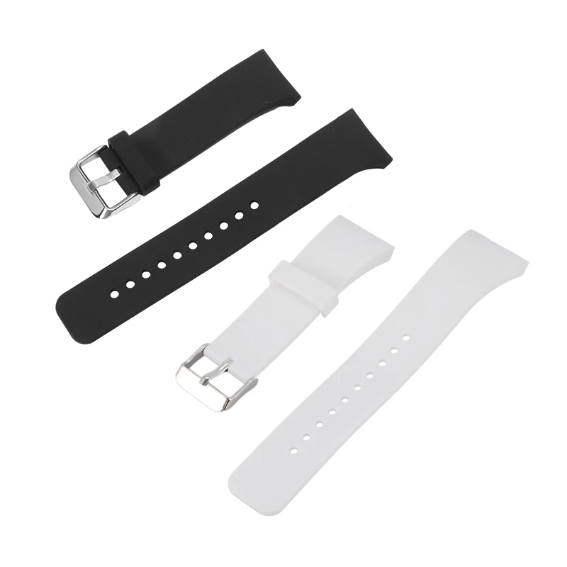 

2 Pcs Luxury Silicone Watch Band Strap for Samsung Galaxy S2 Gear SM-R720 , Black & White