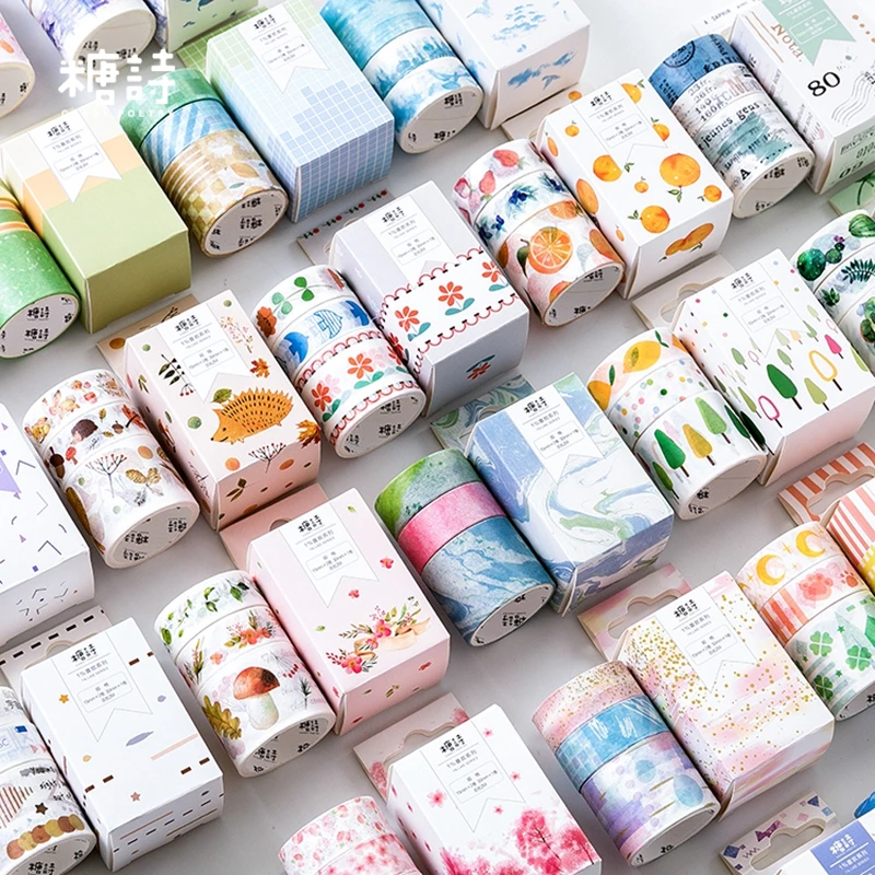 

Green Plant Cactus Journal Washi Tape Set Grid DIY Craft Decor Scrapbooking Tape for Diary Album Stationery School Supply Autumn