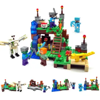 

4IN1 Waterfall Garden Set Building Block Action Figures Compatible MinecraftINGlys My World Bricks Set For Gift Toys