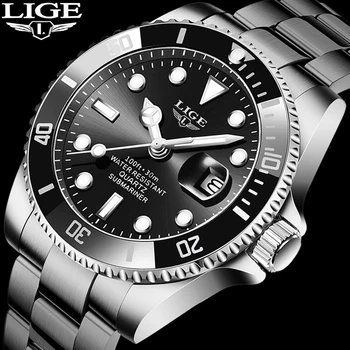 

LIGE Top Brand Luxury Fashion Diver Watch Men 30ATM Waterproof Date Clock Sport Watches Mens Quartz Wristwatch Relogio Masculino