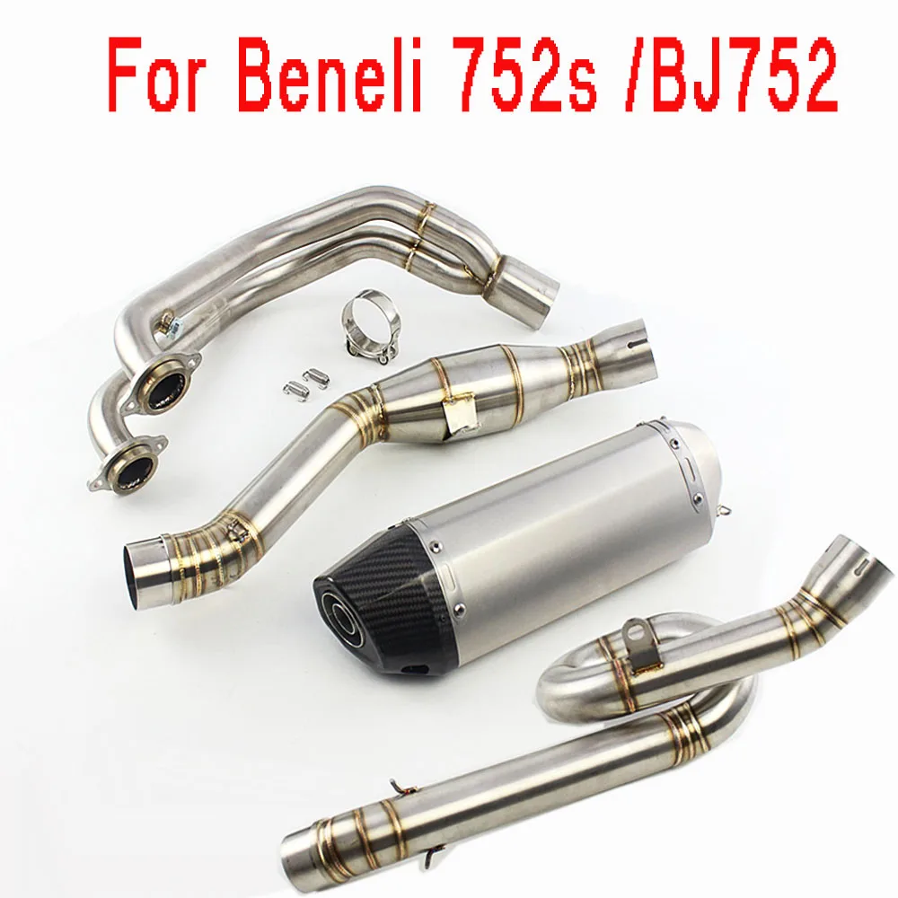 

Slip on For Beneli 752s BJ752 Motorcycle Full Exhaust Middler Pipe Muffler System Stainless Steel Tracer carbon fiber exhaust