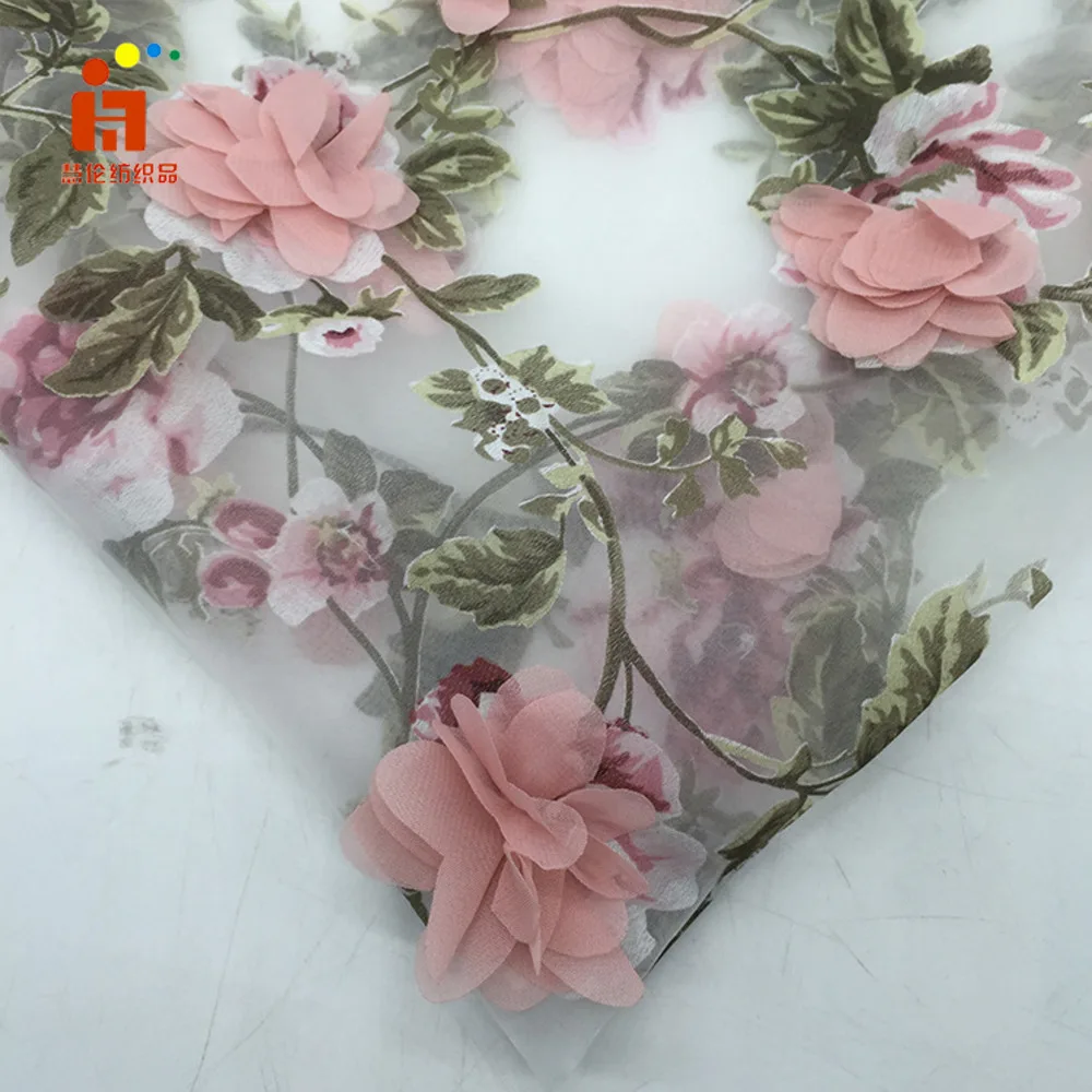 Ширина 140 см вышитая Цветочная кружевная ткань Дубай шитье DIY Тюль аппликация лента платье свадебное платье Гипюр украшение