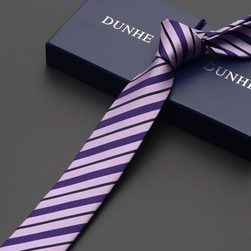 Высокое качество Мужские галстуки дизайнерские бренды Новая мода Бизнес 5 см тонкий фиолетовый галстук для мужчин формальный галстук с подарочной коробкой - Цвет: HB12