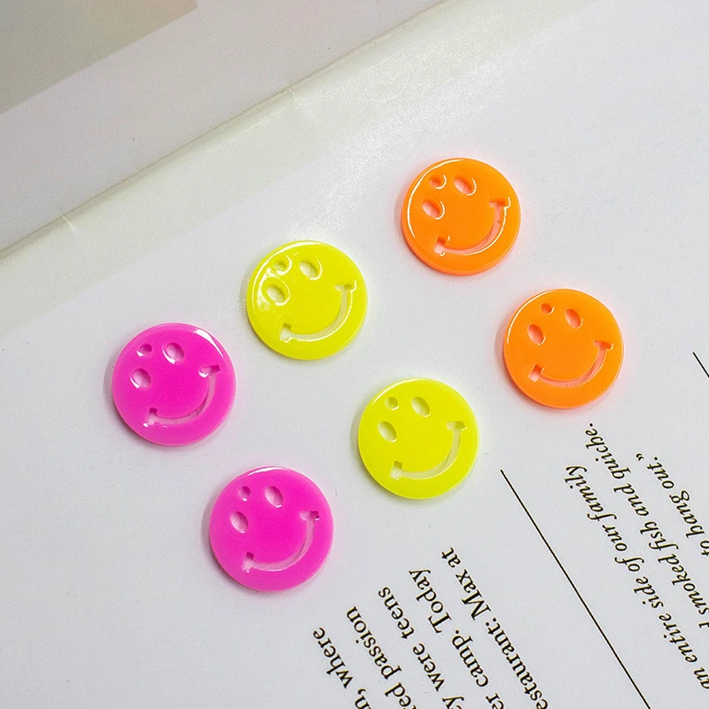 10pcs Fluorescent Color Mini Face Resin Charms For Making Earring Pendant Bracelet Jewelry C271 - Charms - AliExpress