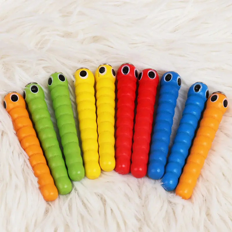Fishing Toy Magnetic Fishing Rod 4pcs and Bugs set Kids Wooden Caterpillar 20PCS Magnet Fishing Game Accessories for 2 Year Baby fishing toy magnetic rotative fish toy bugs for kids accessories wooden caterpillar 20 pcs magnet fishing games for 1 year baby