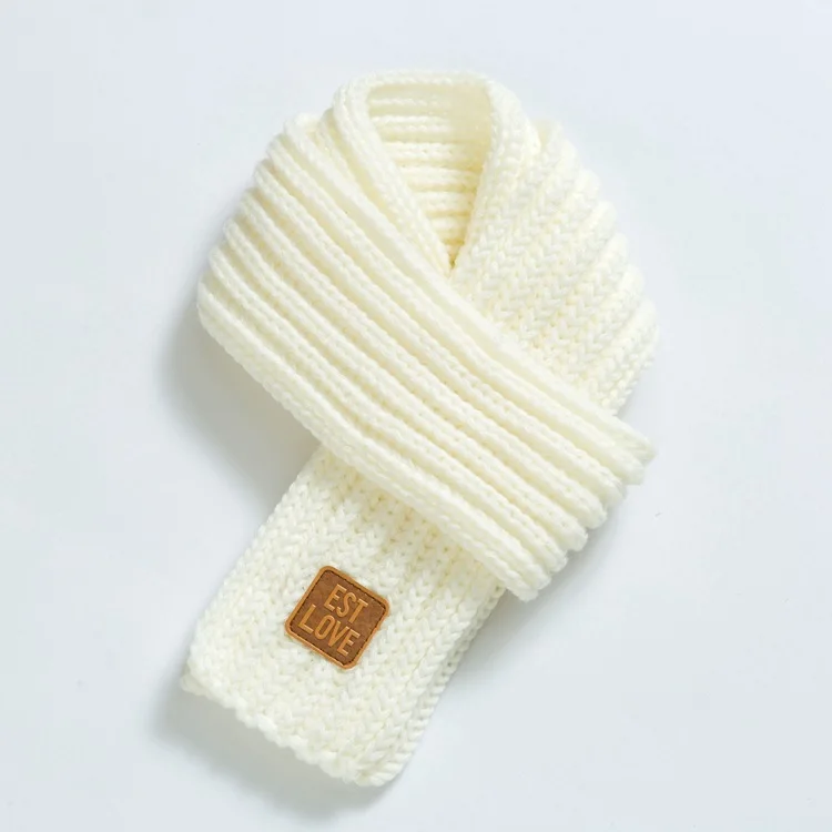 Однотонный мягкий утолщенный зимний теплый Хлопковый вязаный шарф Детский шарф шарфы для детей мальчиков и девочек - Цвет: WJ81-23-white