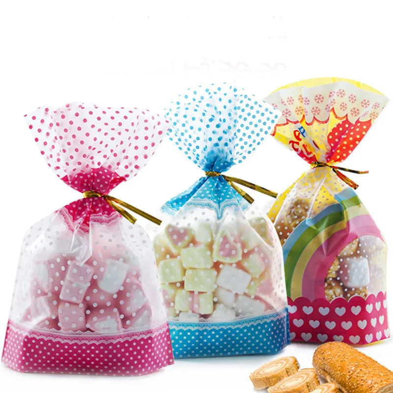 50pcs Transparent Open Top Plastic Bags for Candy Cookie Packaging