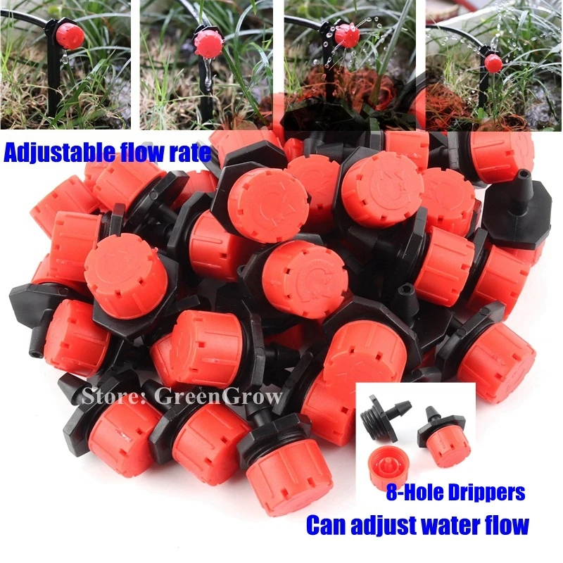 20-500pcs Red Adjustable Dripper Garden Micro Drip Irrigation Supplies Watering Anti-clogging Sprinklers For 4/7mm 1/4 Inch Hose