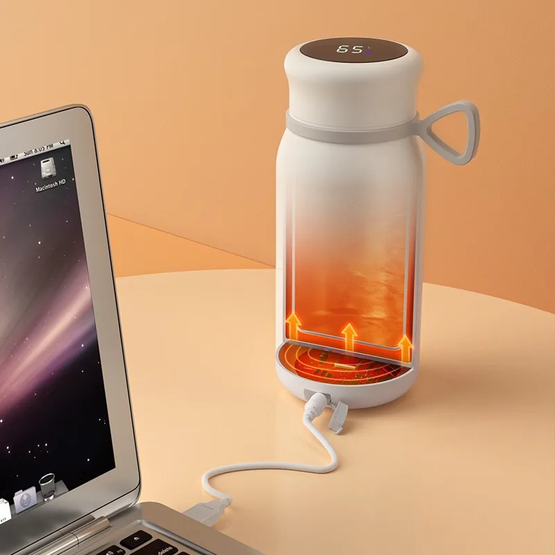 320ML Smart Temperature Display Heating Thermos Keep warm hand cup Double Wall Stainless Steel Vacuum Flask thermo mug_voghion.com