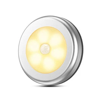 

PIR Motion Sensor Induction 6 LED Round Sensor Lights Wall stairs Night Lamp Closet light for under cabinet bedroom kitchen