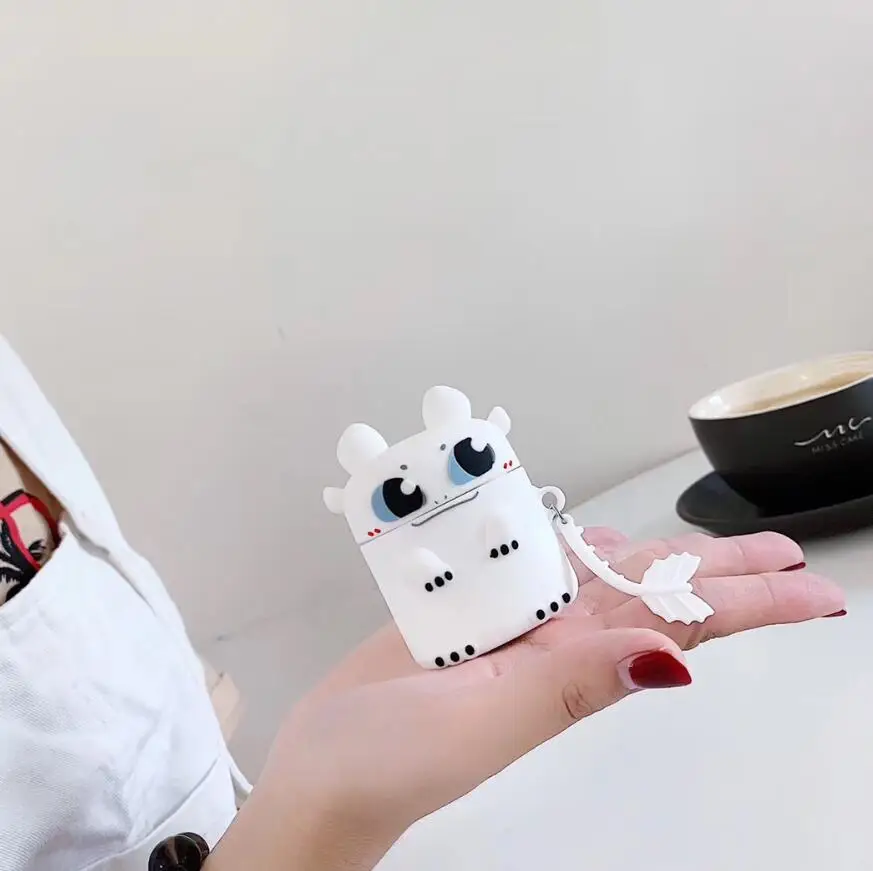 3D, футболка с изображением героев мультфильма «Как приручить дракона Ночная фурия Мягкий силиконовый чехол для Apple Airpods 1/2/3 Pro крышка Беспроводной Bluetooth наушники чехол - Цвет: Белый