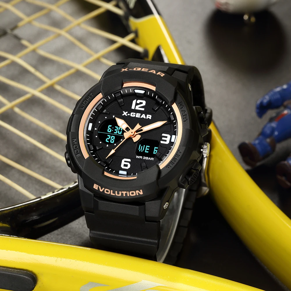 Tanie X GEAR kobieta zegarki wodoodporne różowe złoto sportowe zegarki damskie 952 zegar Casual różowy zegarek dziewczęcy kobiety zegarki kwarcowe LED