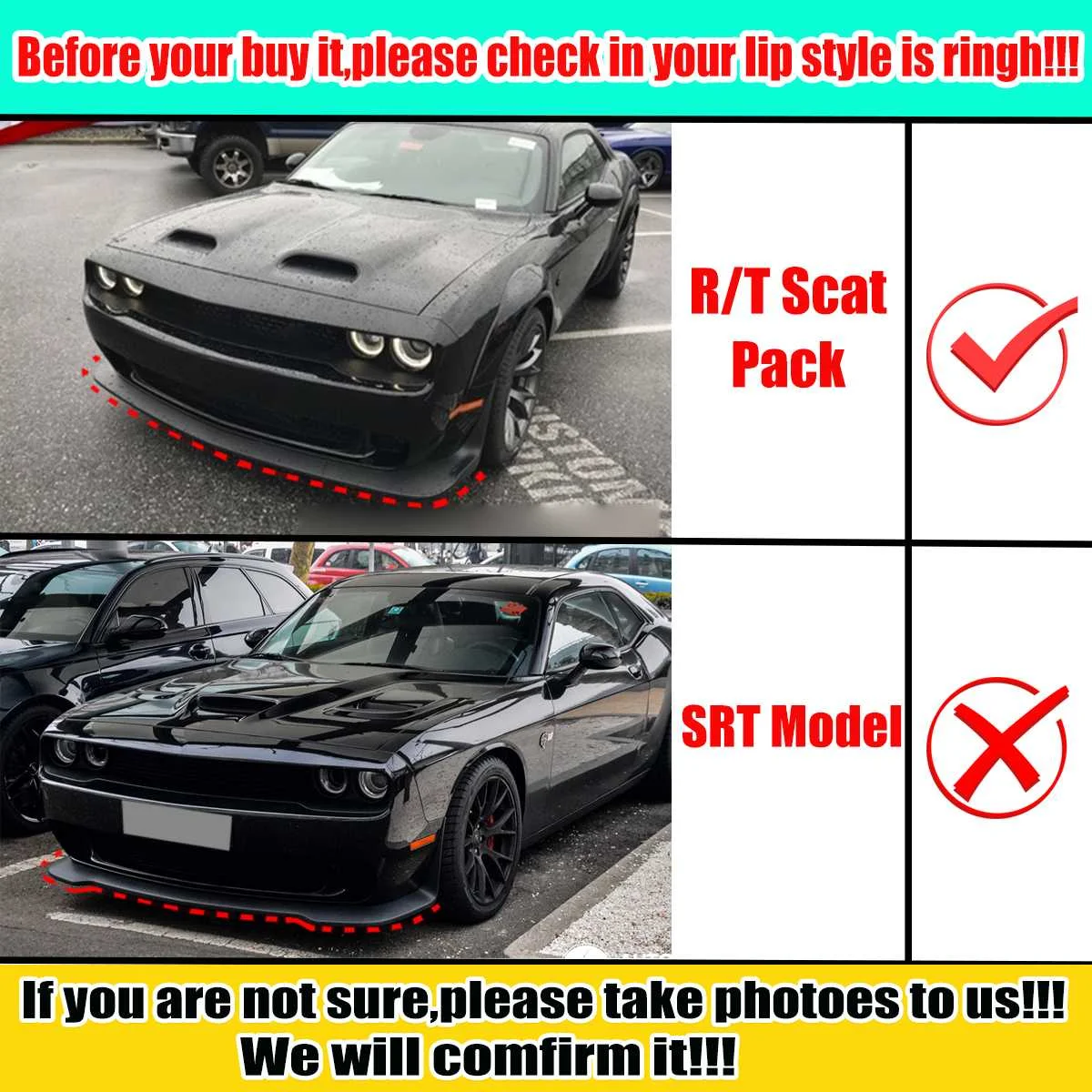 A Pair Car Front Bumper Splitter Protector Lip Spoiler Diffuser Guard Cover For 2015 2020 For Dodge Challenger R T Scat Pack Bumpers Aliexpress