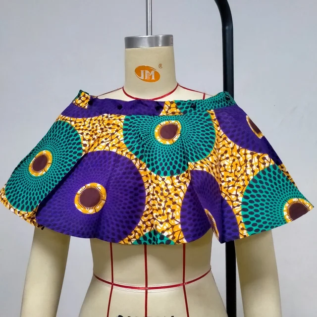 New African Women's Dress National Characteristics Batik Printed Polyester Half Skirt Short Dress Dress as picture