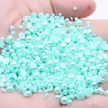 

8mm 2000pcs AB Colors Half Round Resin Pearls Flatback Glue On Imitation Beads For Jewelry Making Crafts Decoration DIY
