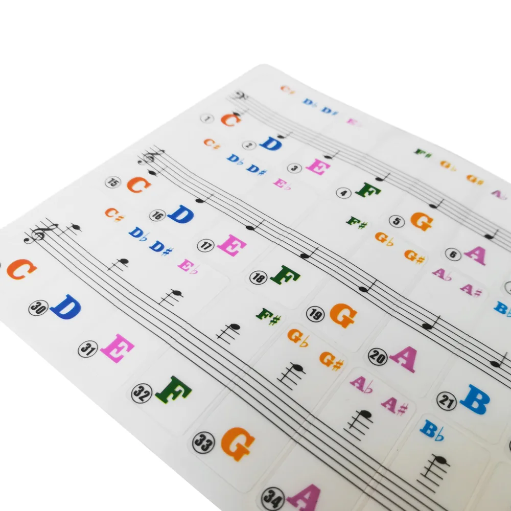 

New Arrival Transparent Removable Piano Keyboard Stickers for 61-key Keyboards for Kids Beginners Piano Practice