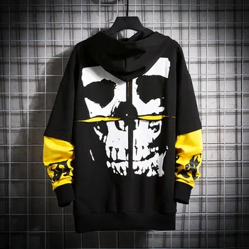 

2020 Autumn & Winter New Arrival Plus Size Loose Hooded Sweatshirt Color Matching Print Long Sleeve Sweatshirt Free Shipping