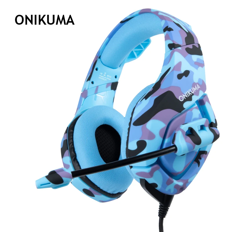 ONIKUMA K1-B камуфляжная гарнитура Басовые Игровые наушники Шлем с микрофоном для PS4