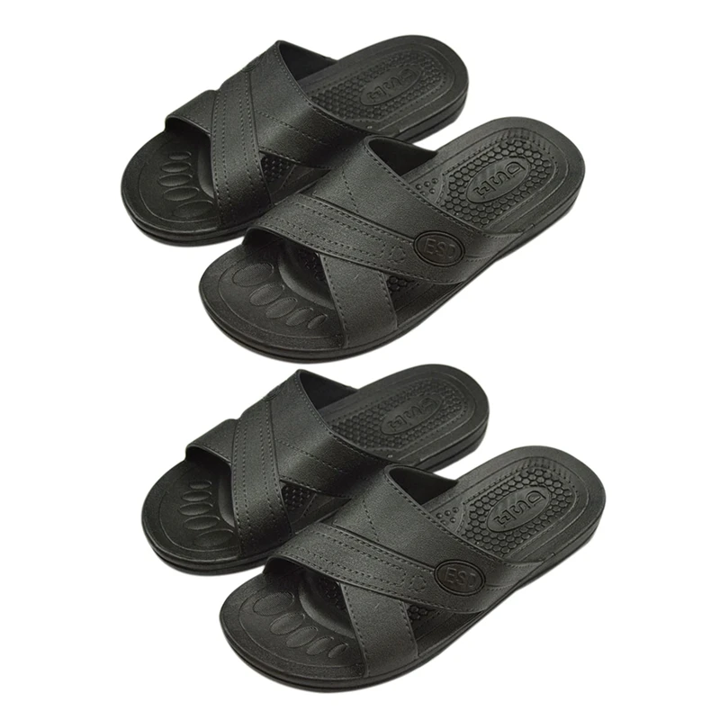 

2 Pair Anti-Static Slippers Clean Dust-Free Protective Slippers, Men And Women Clean Working Shoes Soft Bottom Black 42 & 44