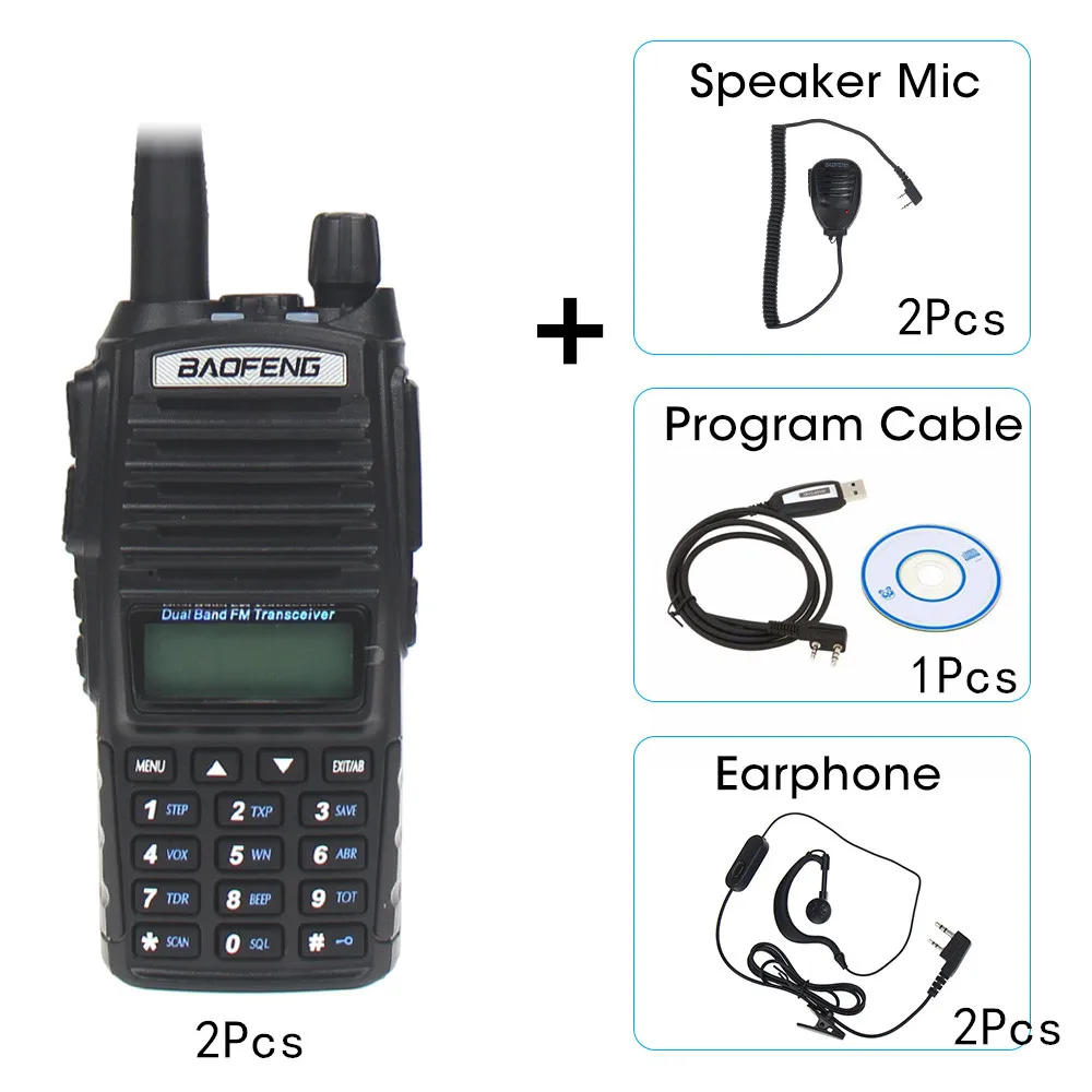 2 шт. Baofeng UV-82 двухдиапазонный УКВ/УВЧ 136-174/400-520 МГц 8 Вт портативный радиопередатчик FM водонепроницаемый двухсторонний радиолюбительский сканер - Цвет: Like Picture