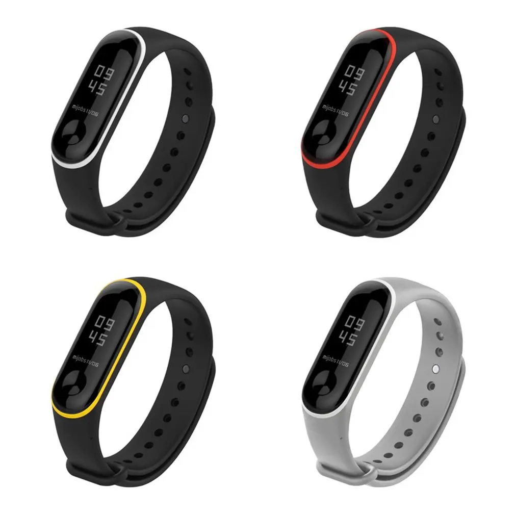 1Pcs Two-color Anti-lost Silicone Replacement Strap Wrist Strap WristBand Smartwatch Bracelet Band for For Xiaomi Mi Band 3