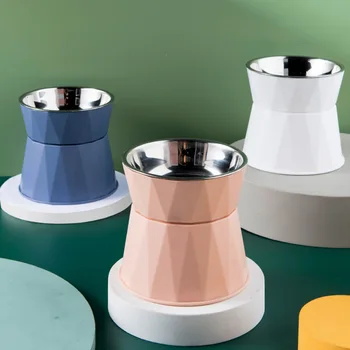 Stainless Steel Cat Bowl High Foot Dog Bowl Neck Protector Cat Food Water Bowl Anti-overturning Bowl Pet Feeder Bowl Supplies 1