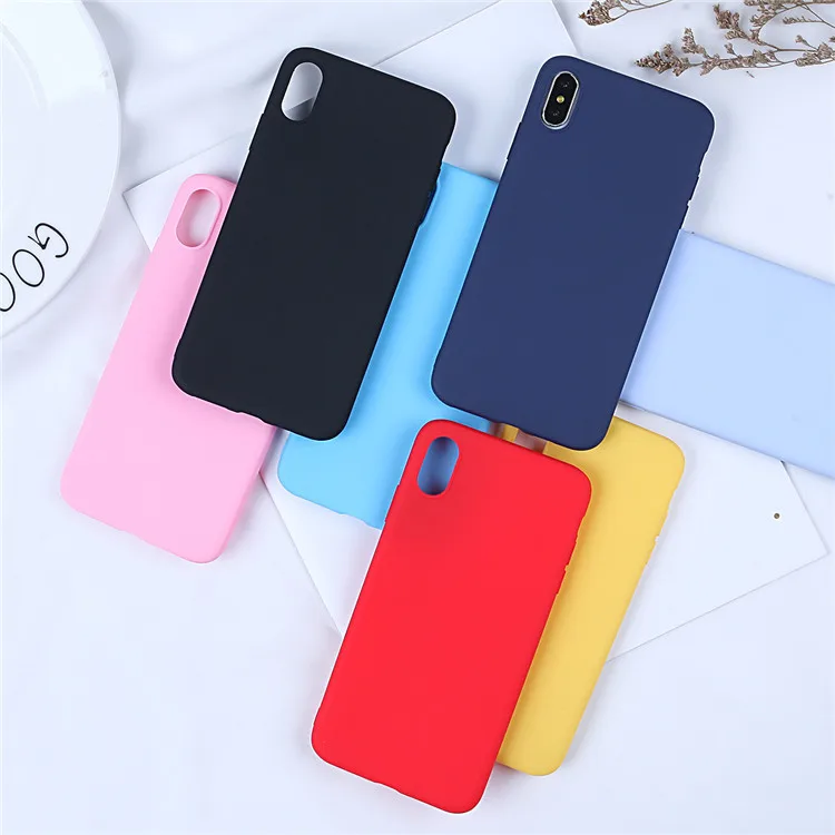 

Cute Soft Silicone Case for iPhone X 10 XR XS Max 6 7 8 Plus Candy Color rubber Cover case