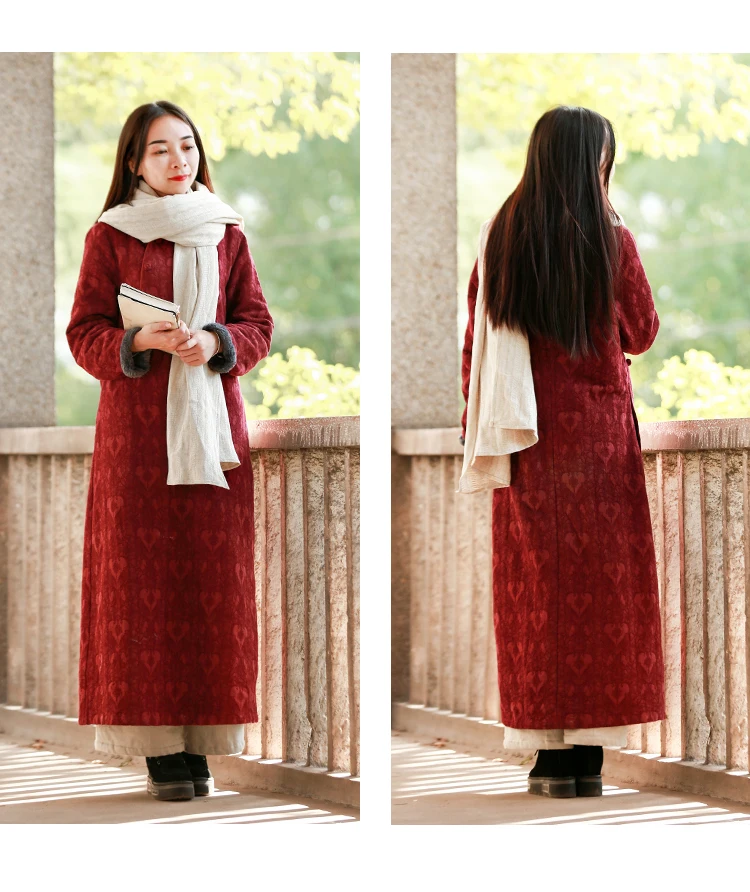 LZJN Chinese Dress Women 2019 Autumn Winter Long Sleeve Cheongsam Qipao Jacquard Fleece Lined Warm Thick Dress Robe Vestidos (26)