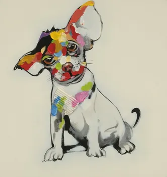 

Hand Painted Wall Art Canvas White Dog Animal Oil Painting Baby Room Decoration Pictures Art Nordic Kids Decoration Unframe