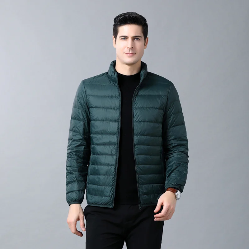 Зимний ультралегкий модный брендовый мужской пуховик, 90% утиный пух, уличная одежда, пуховое пальто, Теплая мужская одежда - Цвет: Армейский зеленый