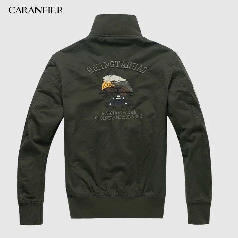CARANFIER/Новинка года; куртка-бомбер для мужчин; армейская зеленая куртка с длинными рукавами и стоячим воротником; Военная Повседневная Мужская Черная Готическая куртка; модная