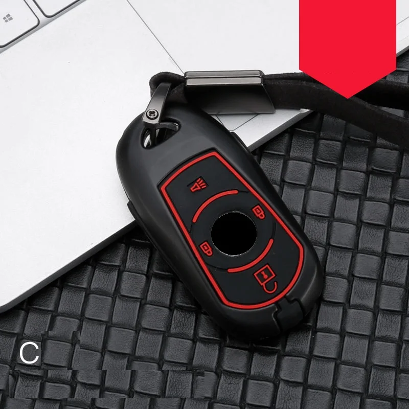 C black red Чехол для ключей из углеродного волокна, чехол для OPEL Astra Buick ENCORE ENVISION, защитный чехол для Лакросса, стильный чехол для автомобиля - Название цвета: C black red
