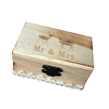 

Rustic Mr Mrs Deer Wooden Ring Box Wedding Xmas Party Ring Burlap Pillow Box